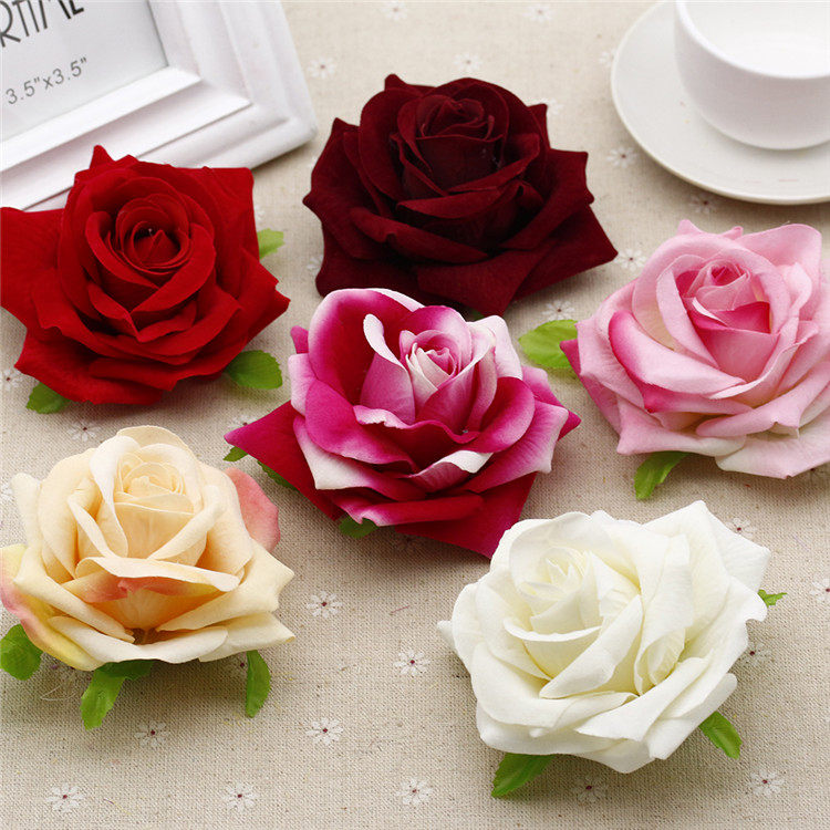 Korean version DIY simulation craft flannel rose head flowers silk flower corsage shooting props Arch flower decoration