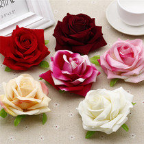 Korean version of DIY simulation process flannel rose flower head flower silk flower corsage shooting props arch flower ornaments