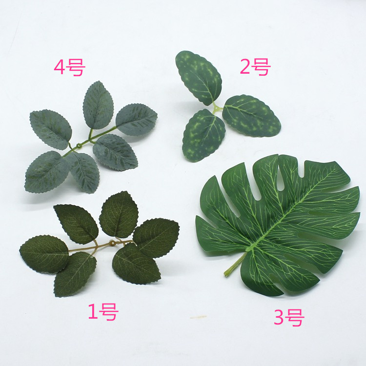 Garland material Forest department simulation green leaves DIY handmade accessories Simulation leaves rose leaves one piece for sale