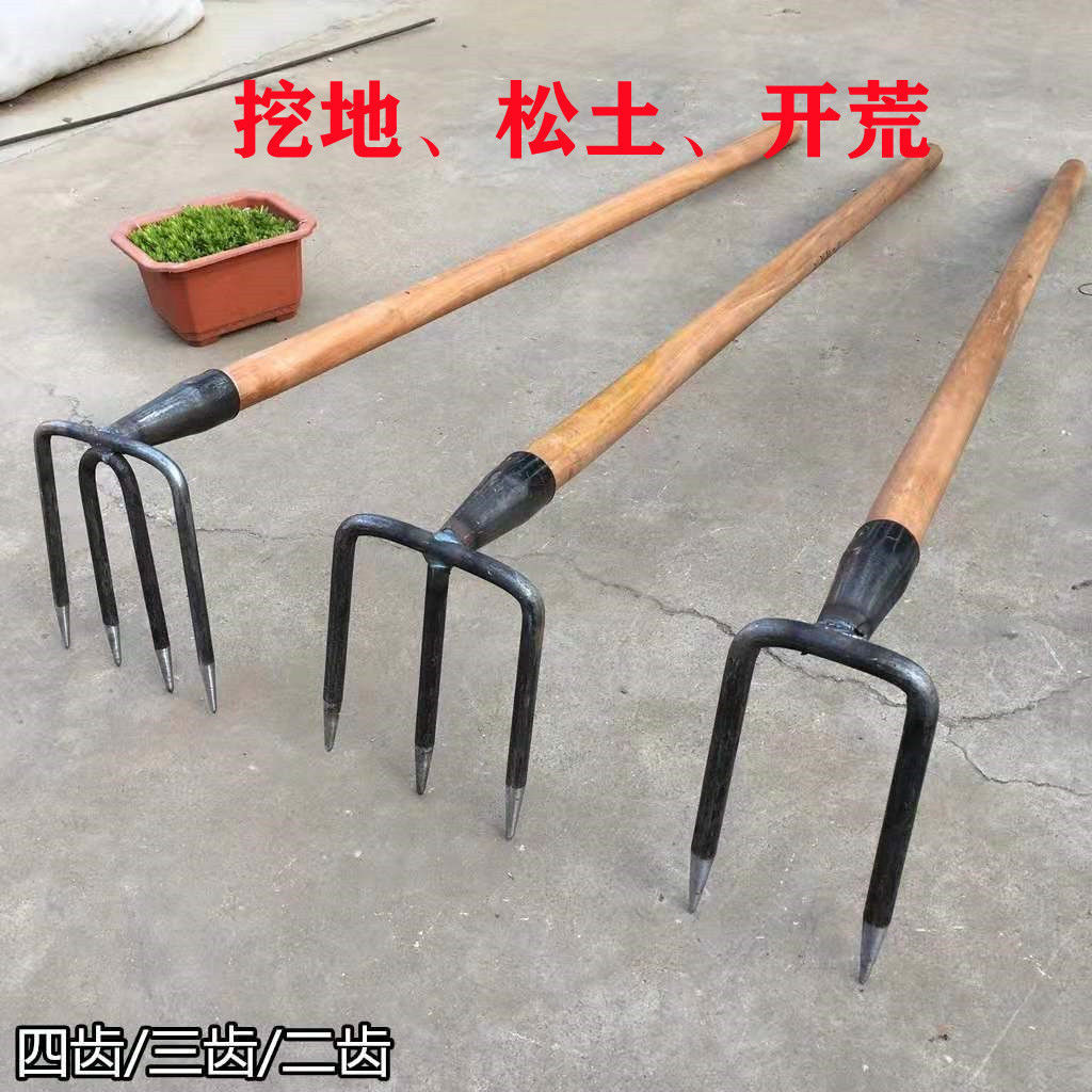Vegetable rake farm tools gardening outdoor iron nail rake agricultural tools loosening manganese steel hoe two teeth three teeth four teeth two