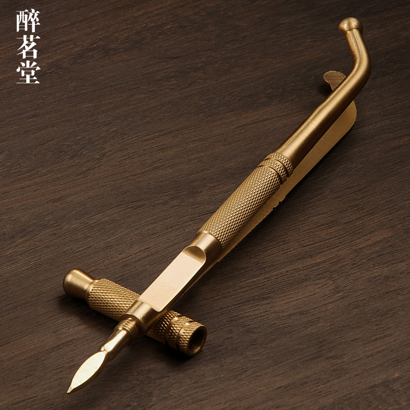 Zui Ming Tang Selected Large Full Brass Tea Clip Cup Clip Tea Ceremony Six Gentlemen Tea Clip Tweezers Tea Set Tea Tray Accessories