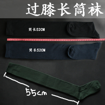  Foreign trade pure cotton stockings conventional thin solid color over-the-knee black army green high tube socks women show thin legs