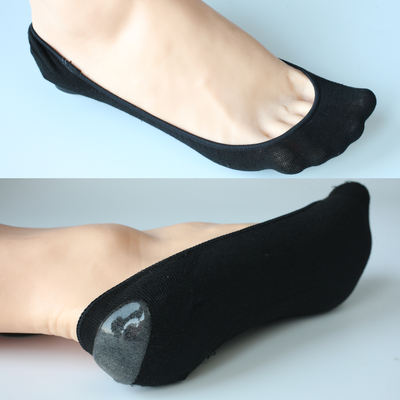 Summer thin, all-cotton, shallow, invisible socks for women, black flesh-colored boat socks, silicone, anti-slip, breathable, odorless, solid color, low top