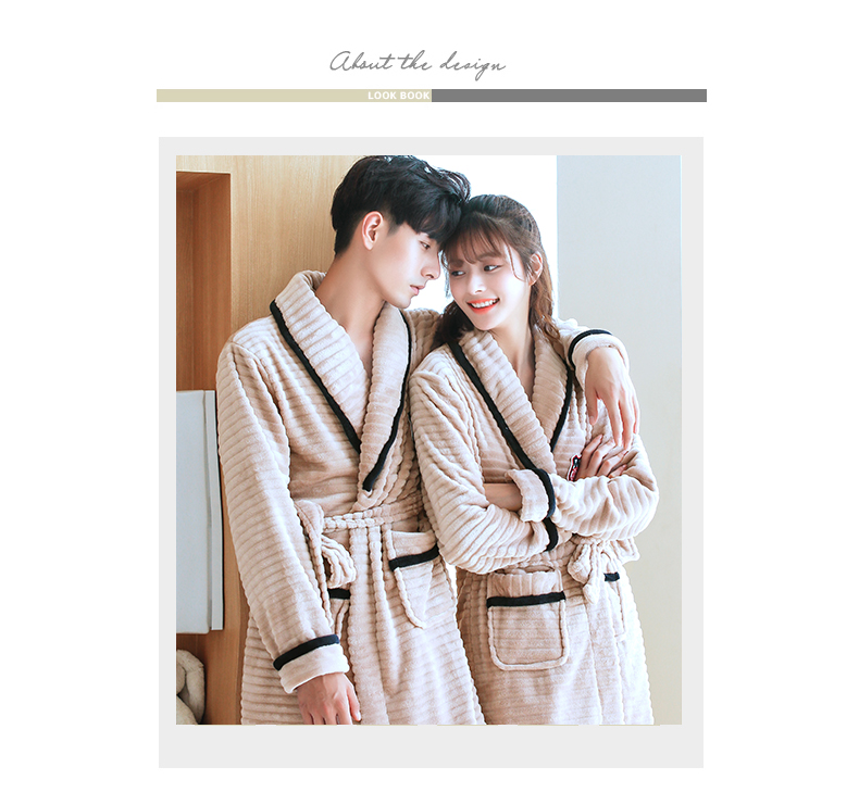 Cặp vợ chồng áo choàng tắm nam và nữ tay áo dài flannel dày đồ ngủ san hô nhung mùa thu và mùa đông dịch vụ nhà áo choàng áo choàng áo choàng lụa dài tay cho nam