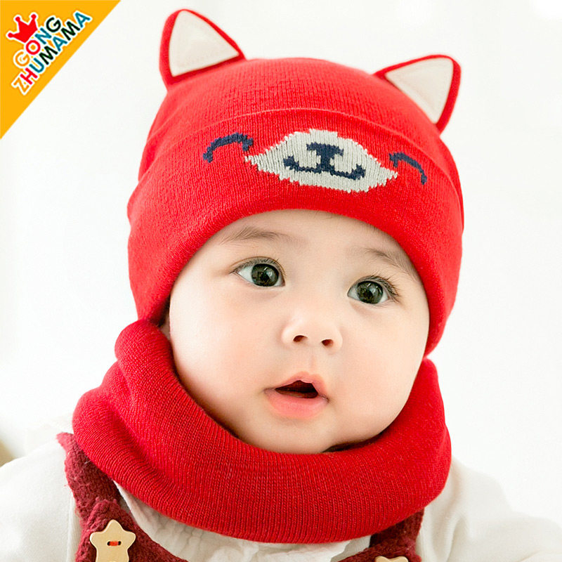 婴儿帽子秋冬季婴幼儿童帽子男女童毛线帽加绒加厚宝宝帽可爱超萌