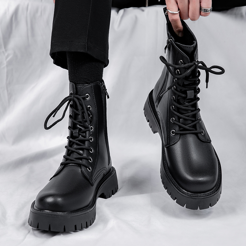 Martin Boots Men's 2026 New Style Eight-Hole Zipper British Style Long High-Top Leather Shoes Workwear Couple Motorcycle Boots