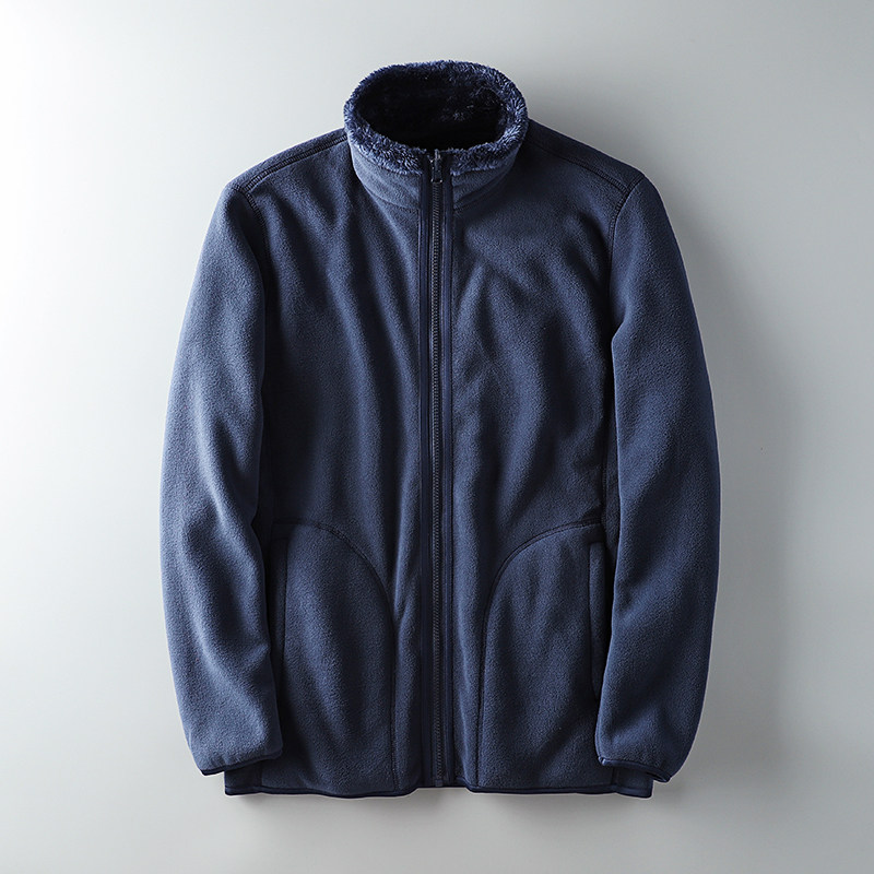 Foreign trade tail single male cut Mark Bull Goods Bifacial Suede Sweater Winter Plus Suede Thickened Exit Day Single High Collar Grip Suede Jacket