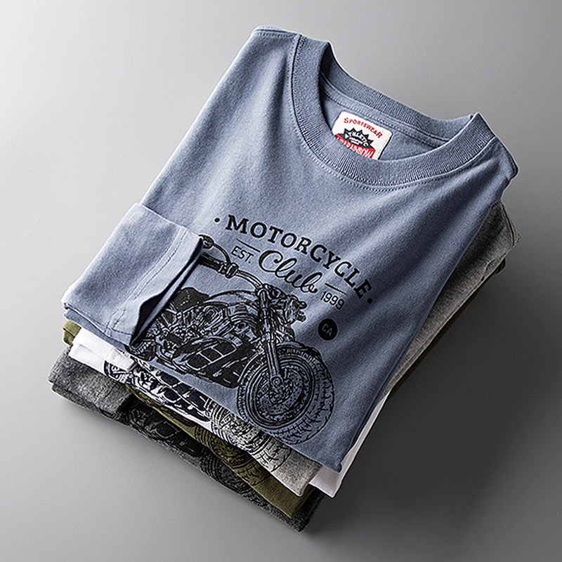 Foreign trade tail single male cut American long sleeve T-shirt male tide card pure cotton mill Mao and America outlet original single men's clothing blouses