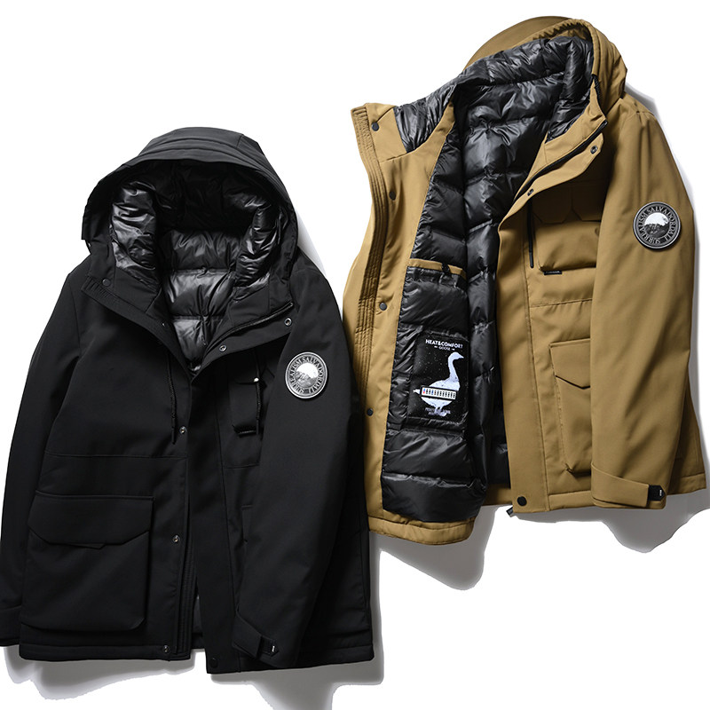 Foreign trade original tail single cut standard super thick white goose down jacket men's winter trendy brand tooling jacket export men's jacket