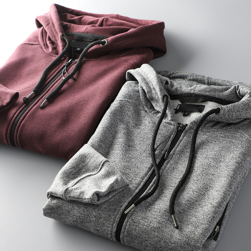 Foreign trade tail single male cut standard cattle fleece hooded sweatshirt Autumn and winter European and American export original single sports jacket jacket