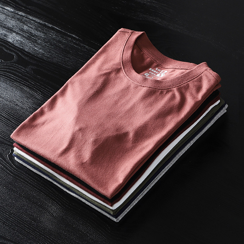 Foreign Trade Outlet Tail single T-shirt Male short sleeve pure cotton Round collar pure color 100 lap original single cut Bull Goods Summer Half Sleeve T-shirt