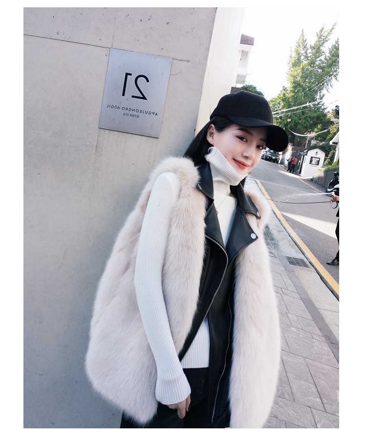 Fur vest nữ 2017 mùa đông mới của Hàn Quốc pu khâu giả con cáo lông vest là mỏng ấm fur coat áo da lót lông cừu