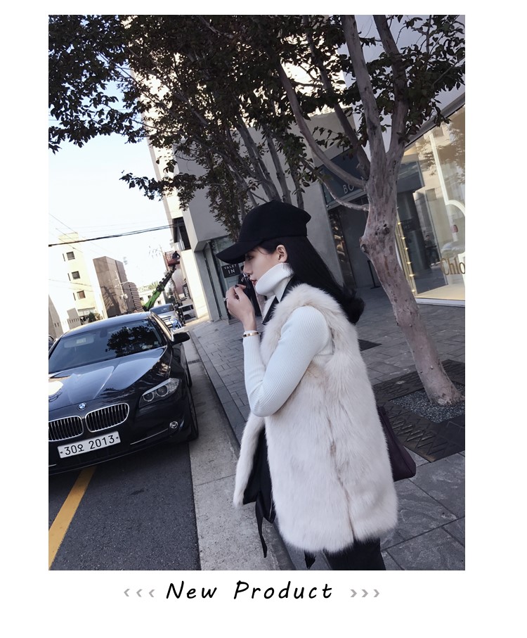 Fur vest nữ 2017 mùa đông mới của Hàn Quốc pu khâu giả con cáo lông vest là mỏng ấm fur coat áo da lót lông cừu