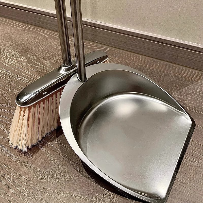 Japanese Imported High-End Broom Set for Home Use, Dustpan Combination, Stainless Steel Garbage Shovel, Large Dustpan, Sweeping Broom