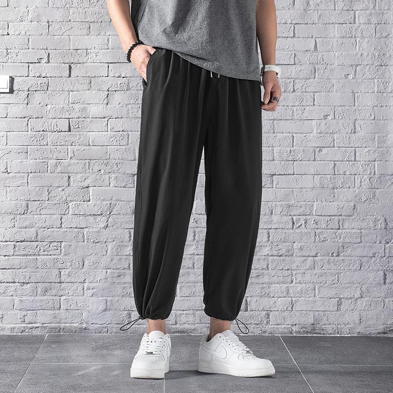 Men's Bunches Pants Pumping Rope Loose Ice Silk American Sports Roperin Pants Casual Closeout Bunches Spring Summer 90% Pants