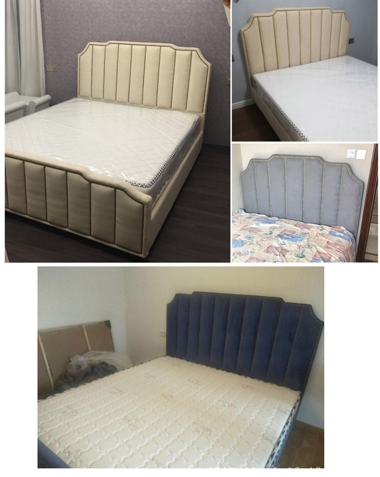Đơn giản hiện đại cô gái lưu trữ master bedroom Mỹ Bắc Âu bọc vải giường giường đôi giường cũi nam 1,2m - Giường giường gấp gọn