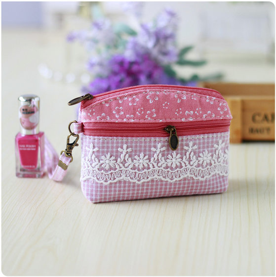 复古风布艺零钱包 双拉手拎布艺零钱包 时尚女包 迷你硬币袋