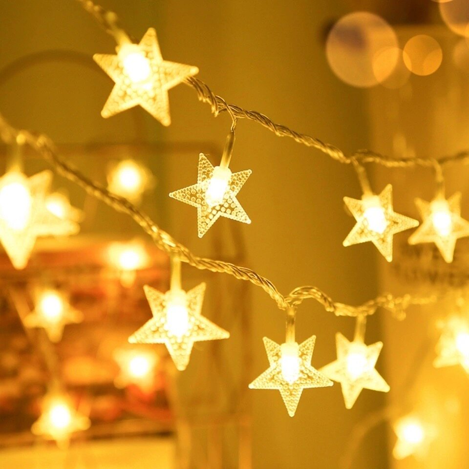 Led star lights flashing lights string full of stars net red new year girl heart room live Spring Festival decorative lights