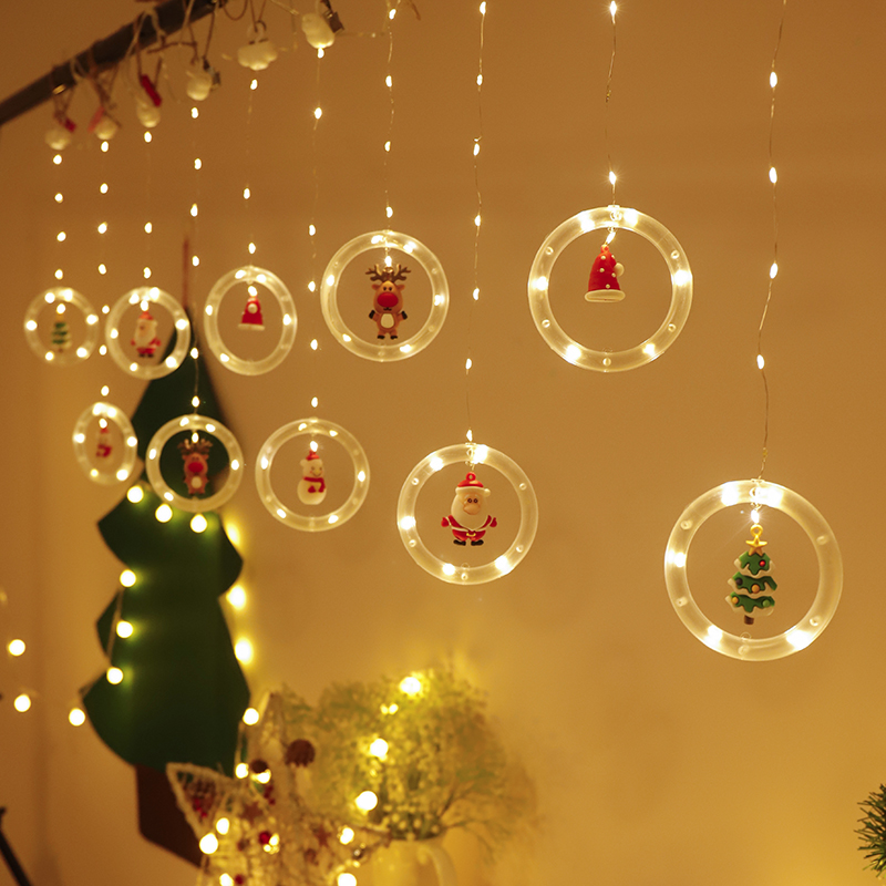 LED lantern room curtain window Christmas light string scene arrangement girl heart atmosphere Santa Claus decoration