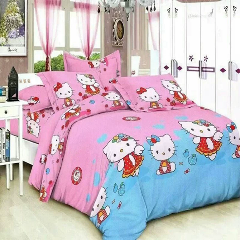 Giường đôi hello kitty đơn 1,5 mét 1,8 mét Giường Hello kt tăng giường đôi có thể tùy chỉnh kích thước - Khăn trải giường