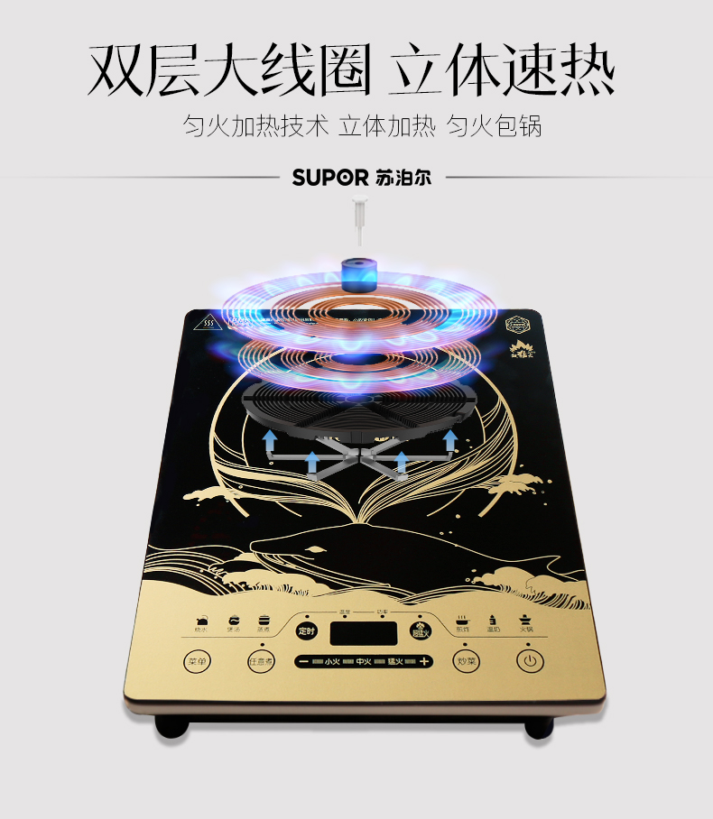 các loại bếp từ Supor Bếp điện từ gia đình Lẩu Một ký túc xá năng lượng cao Tiết kiệm năng lượng Flagship chính thức IH66E9 - Bếp cảm ứng bếp từ canzy