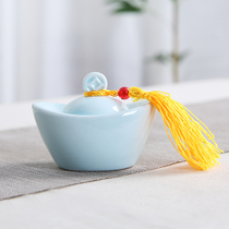 Tin Long Zhaocaijinbao Ceramic Mini Tea Caddy Small Portable Portable Powder Sealed Storage Jar Customized
