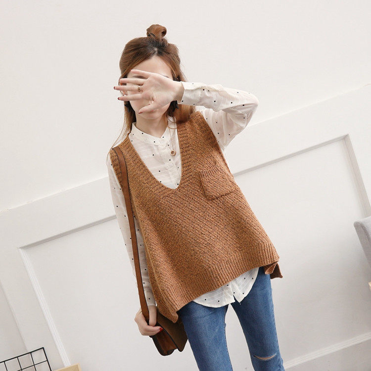 2020 spring new Korean version V-neck sweater vest women's all-match loose autumn vest vest sweater vest outer wear