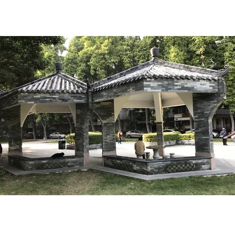 Clay fired Chinese-style Han and Tang gatehouse clear brick indoor retro building horse head wall decoration green gray tile small green tile