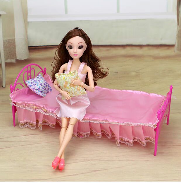 Dress Up Doll House Phụ kiện Đồ chơi Đồ dùng trong nhà Búp bê Giường đôi Giường King quà giáng sinh cho bé yêu
