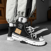 2021 new summer mens shoes canvas high-rise board shoes trend wild leisure old Beijing cloth shoes trendy shoes