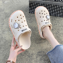 Sandals 2021 New Baotou ins tide ladies summer fairy wind wear sports Beach flat bottom hole shoes