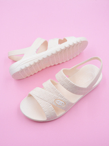 2021 new summer plastic flat with mother-in-law sandals female mother shoes beach flat soft bottom comfortable non-slip size