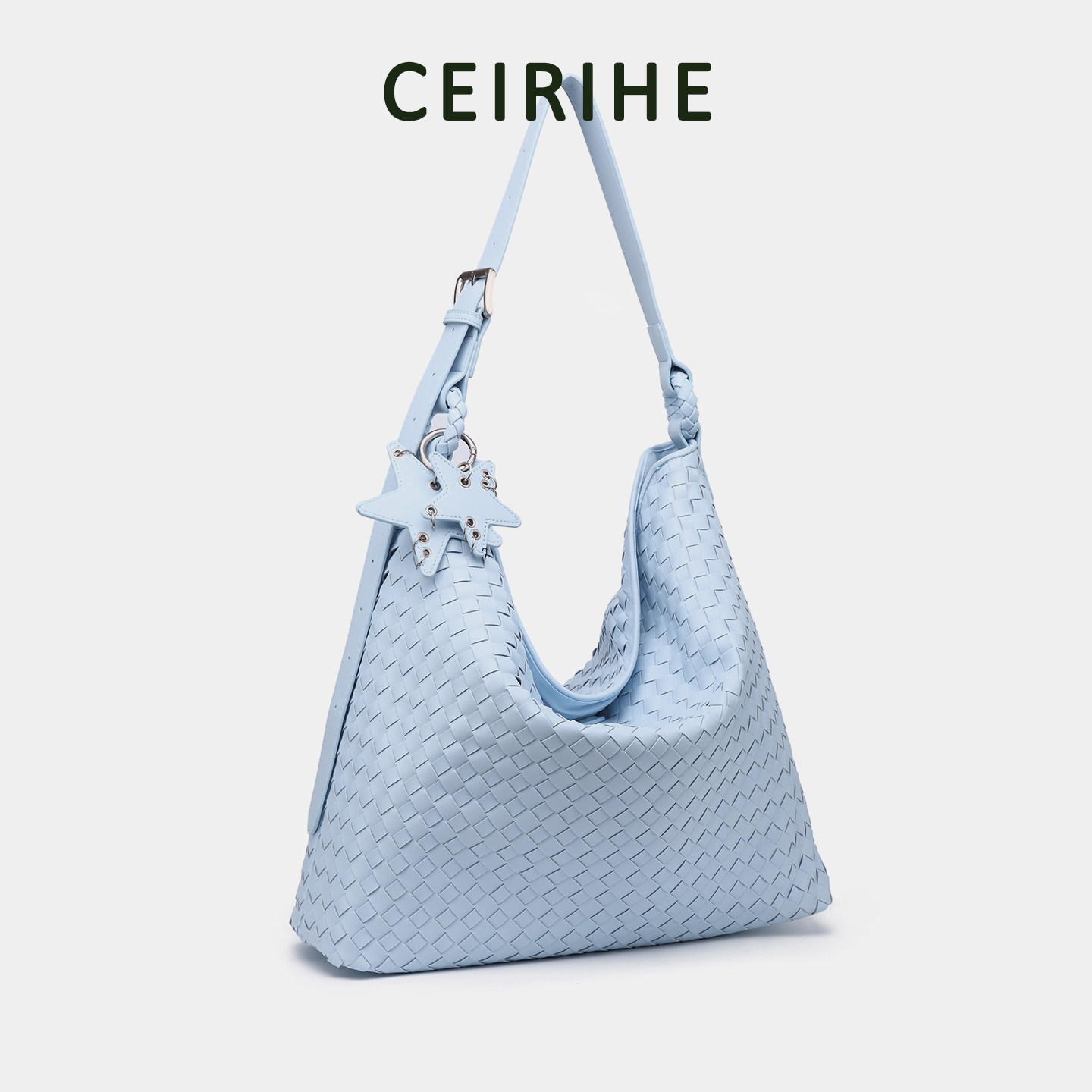 CEIRIHE Original Design Spring/Summer Woven Tote Bag for Women, Large Capacity Champagne Hobo Bag, Commuter Shoulder Bag - Thumbnail 6