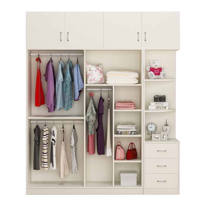 Wardrobe Simple Modern Economy Solid Wood Bedroom Sliding Door
