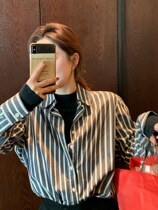 Han Edition Small Crowddesign Sensation White Striped Shirt Woman 2021 Fall Leisure 100 Loose Explicit skinny undershirt