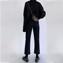 Large size womens pear-shaped pants womens fat mm loose thin covering meat jeans Korean version of high waist straight pants tide