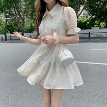 Milk Cry Skirt Children Summer Fairy Air Flutter and Fat Sister mm Conspicuated Veil and Hip Folds Shirt Dress Shirt Dress