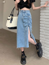 Open fork half-body dress Women design sensation in small crowdsection Jeans Half Skirt Big size pear shape Slim Fit Slim Fit