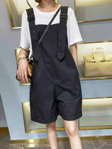 Black casual back with pants big code display slim cover 2022 new fat sister 100 hitch loose broadleg one-piece shorts
