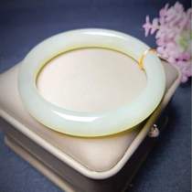 Hotan Jade Qinghai Material Wide Bracelet Womens Clear Water Color Natural Jade Womens Jade Bracelet Yellow Jade Bracelet