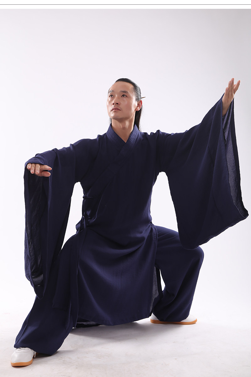 форма для Тай-Чи 道士道袍长袍男女士中国风长版汉服明制道袍大袖得罗武当道士服装