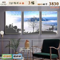 New Chinese ink and ink landscape fog forest elk decoration painting material HD Tuku picture core picture