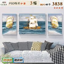 Abstract Hand-painted Landscape Sea View Mediterranean Sailing room Latest Nordic Decorative Painting Material core HD pictures