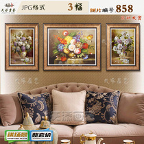 Eurostyle Classical Floral Decoration Painting Material Hotel Triple Hang Painting Living-room Bedroom Triple Hang Painting HD Pictures