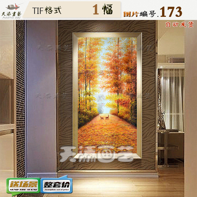 Nordic autumn landscape painting decorative painting materials painted photographs HD picture gallery of the seating room