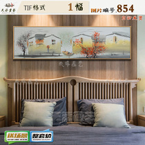 New Chinese modern hand painted Jiangnan Shuangshui Township scenery decoration painting material Living room hanging painting headboard hanging painting HD pictures