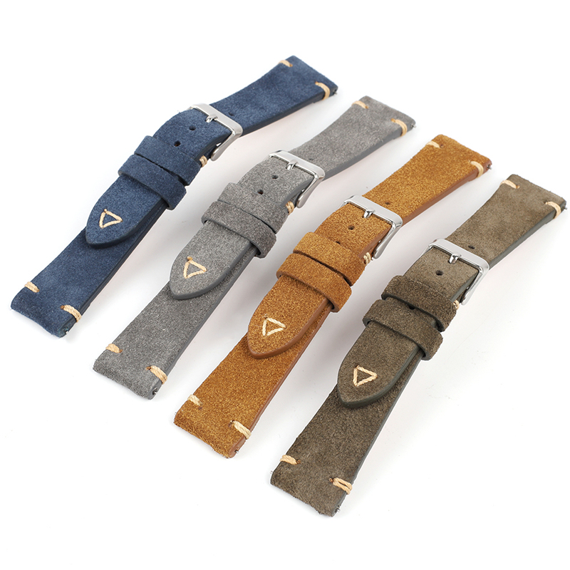 Fashionable Small Waist Suede Leather Watch Strap, Switchable Ear-Shaped Cowhide Watch Band Accessories, 20/22mm Universal