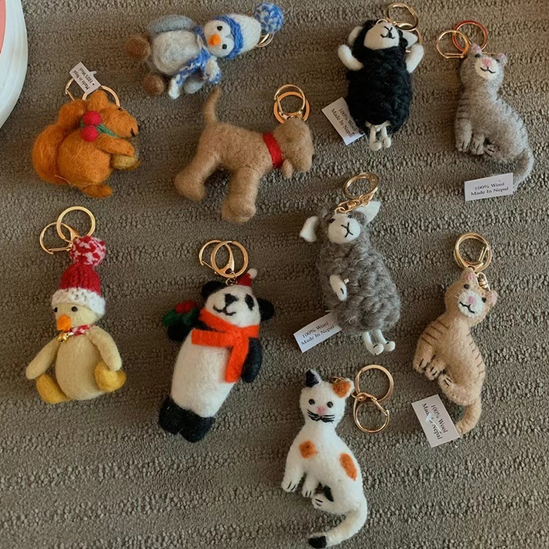 Korean Imported Handmade Wool Felt Puppy, Sheep, Penguin, Lion, Rabbit Doll Bag Pendant Keychain Korean Imported Handmade Wool Felt Puppy, Sheep, Penguin, Lion, Rabbit Doll Bag Pendant Keychain