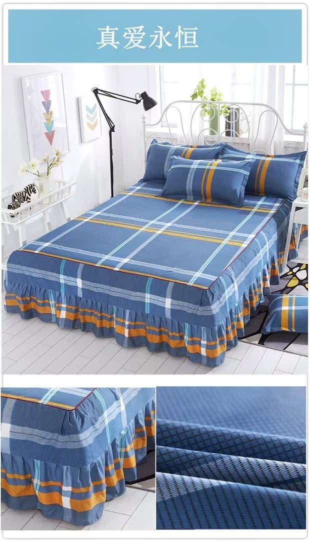 Khăn trải giường bằng vải cotton loại đơn mảnh chống bụi ruffle bảo vệ tay áo 1,8 m 2.0m giường cotton ga giường có viền