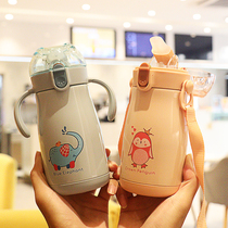 Baby duckbill cup Childrens stainless steel thermos cup Childrens fall-proof dual-use kettle with back rope potty handle 316